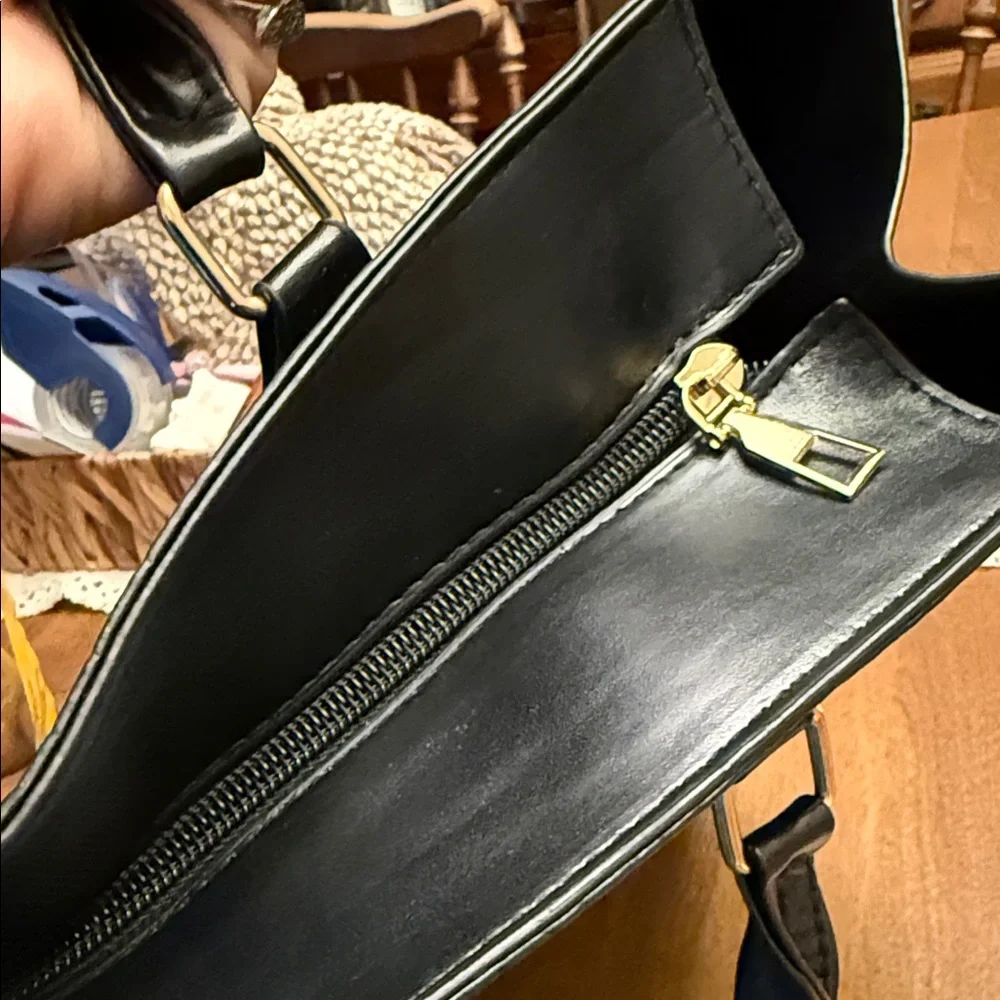 Classic Black Croc-Embossed Tote Bag